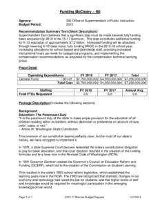 Funding McCleary – N0 Agency: Budget Period: 350 Office of Superintendent of Public Instruction 2015