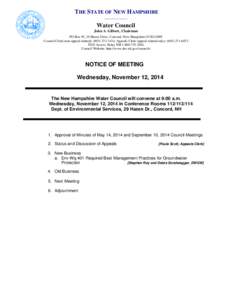 THE STATE OF NEW HAMPSHIRE ____________ Water Council John A. Gilbert, Chairman PO Box 95, 29 Hazen Drive, Concord, New Hampshire[removed]