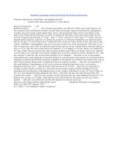 Southern Campaign American Revolution Pension Statements Pension Application of Matthew Cunningham R2582 Transcribed and annotated by C. Leon Harris State of Tennessee } SS Bedford County