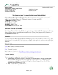 State of Vermont Department of Vermont Health Access 312 Hurricane Lane, Suite 201 Williston, VT[removed]www.dvha.vermont.gov