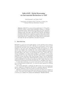 InKreSAT: Modal Reasoning via Incremental Reduction to SAT Mark Kaminski1 and Tobias Tebbi2 1  Department of Computer Science, University of Oxford, UK