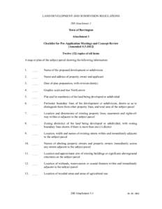 LAND DEVELOPMENT AND SUBDIVISION REGULATIONS 200 Attachment 1 Town of Barrington Attachment 1 Checklist for Pre-Application Meetings and Concept Review [Amended]