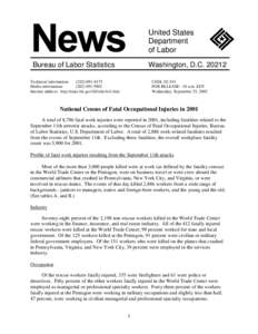 Health / Risk / Occupational fatality / Current Population Survey / Occupational injury / Farmworker / Aviation accidents and incidents / Fatality Assessment and Control Evaluation / Young worker safety and health / Occupational safety and health / Safety / National Institute for Occupational Safety and Health