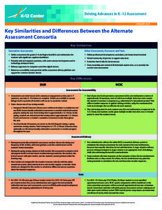 Driving Advances in K–12 Assessment JANUARY 2015 Key Similarities and Differences Between the Alternate Assessment Consortia Key Similarities