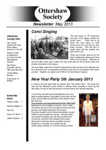 Newsletter May 2013 Carol Singing Ottershaw Society Gifts Tea Towels showing old views