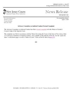 The Advisory Committee on Judicial Conduct has filed a formal complaint in In the Matter of Gerald J. Council, Judge of the Superior Court.