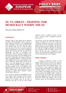 DUBENEU VS. ORBÁN – FIGHTING FOR DEMOCRACY WITHIN THE EU Zuzana Stuchlíková