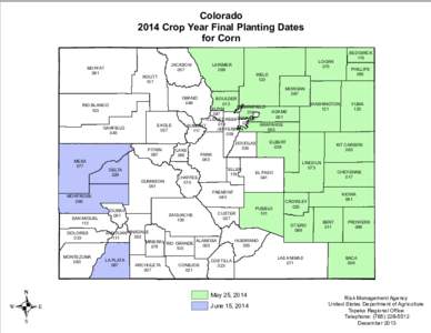 Colorado 2014 Crop Year Final Planting Dates for Corn MOFFAT 081