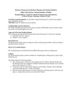 Meeting Minutes, Council of Councils Working Group Teleconference