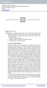 Cambridge University Press[removed]2 - The Cambridge Wagner Encyclopedia Edited by Nicholas Vazsonyi Excerpt More information