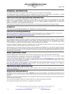 APPLICATION INSTRUCTIONS SECOND INITIAL CERTIFICATION Page 1 of 8  PERSONAL INFORMATION