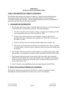 APPENDIX A RCRA FACILITY INVESTIGATION TASK I: DESCRIPTION OF CURRENT CONDITIONS The Permittee shall submit to the Director for approval, a report providing the background information pertinent to the Facility (Tooele Ar
