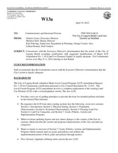 California Coastal Commission Staff Memorandum and Recommendation Regarding City of Laguna Beach LGB-MAJ[removed]Land Use Element Update). Certification Review