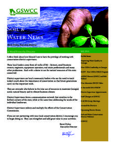 Soil & Water News Brent Dykes, Executive Director A Word From the Director