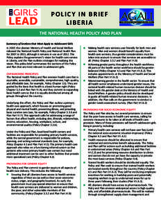 Policy Brief National Health Policy and Plan - Liberia.indd