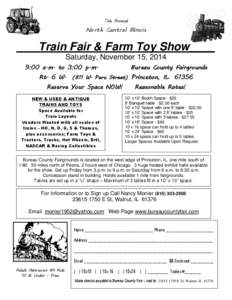 7th Annual  North Central Illinois Train Fair & Farm Toy Show____ Saturday, November 15, 2014
