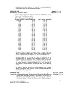 purpose of ensuring the safety of the vessel, to interrupt loading and/or shift to deeper water during shallow water periods. SUBRULE 350 Schedule of Dockage Rates: