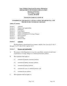 State of Rhode Island and Providence Plantations DEPARTMENT OF BUSINESS REGULATION Division of Insurance 1511 Pontiac Avenue Cranston, RI[removed]INSURANCE REGULATION 38