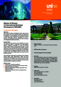 Faculty of economics and business Master of Science in International Business Development (MScIBD)