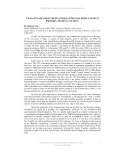 Introductory Note - Anthony Aust, British Diplomatic Service[removed]), retiring as Deputy Legal Adviser, Legal Adviser (Counsellor) to the United Kingdom Mission to the United Nations in New York, [removed]English