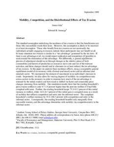 Mobility, Competition, and the Distributional Effects of Tax Evasion