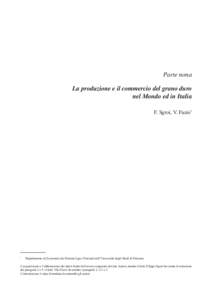 Parte nona La produzione e il commercio del grano duro nel Mondo ed in Italia