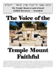 ~ylXwry - larXy #raw tybh-rh ynman t[wnt The Temple Mount & Land of Israel Faithful Movement — Jerusalem Winter 5763 • Be’ezrat HaShem (With the help of G-d)