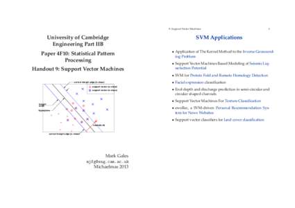 9: Support Vector Machines  University of Cambridge Engineering Part IIB Paper 4F10: Statistical Pattern Processing