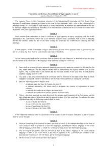 ICCS Convention No. 20  Only the French original is authentic Convention on the issue of a certificate of legal capacity to marry signed at Munich on 5 September 1980