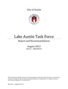 City of Austin  Lake Austin Task Force Report and Recommendations August 2013 Revision 1