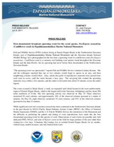 PRESS RELEASE FOR IMMEDIATE RELEASE Jun 6, 2011 CONTACT Dr. Jean Kenyon