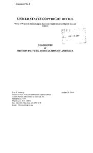 Comment No.2  UNITED STATES COPYRIGHT OFFICE Notice of Proposed Rulemaking on Electronic Registration for Deposit Account Holders