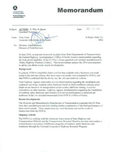 Memorandum  US.Deportme-1t of lrcnsportotioo Federal Highway Administration