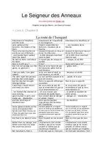 Le Seigneur des Anneaux Document produit par Elbakin.net Chapitre corrigé par Marvin, Jon Snow et Foradan » Livre 3, Chapitre 8 La route de l’Isengard