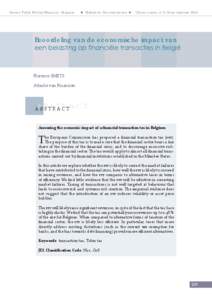 Beoordeling van de economische impact van een belasting op financiële transacties in België