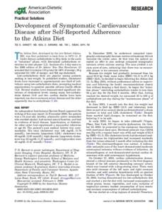 RESEARCH Practical Solutions Development of Symptomatic Cardiovascular Disease after Self-Reported Adherence to the Atkins Diet