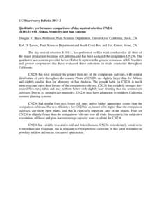 UC Strawberry Bulletin[removed]Qualitative performance comparisons of day-neutral selection CN236[removed]with Albion, Monterey and San Andreas Douglas V. Shaw, Professor, Plant Sciences Department, University of Califo