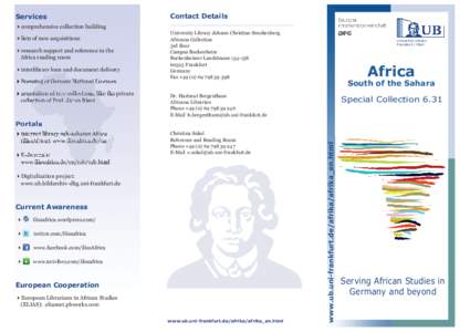 African studies / Frankfurt / Science / Humanities / Knowledge / Internet library sub-saharan Africa / German colonialism / Deutsches Kolonial-Lexikon