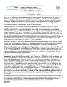 BUSINESS, CONSUMER SERVICES, AND HOUSING AGENCY • GOVERNOR EDMUND G. BROWN JR.  BOARD OF REGISTERED NURSING PO Box[removed], Sacramento, CA[removed]P[removed]F[removed] | www.rn.ca.gov Louise R. Bailey, M