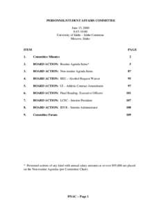 PERSONNEL/STUDENT AFFAIRS COMMITTEE June 15, 2000 8:45-10:00 University of Idaho – Idaho Commons Moscow, Idaho