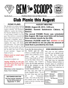 Vol. 51, No. 8  Pendleton District Gem and Mineral Society _ August 2013