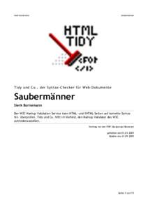 Sierk Bornemann  Saubermänner Tidy und Co., der Syntax-Checker für Web-Dokumente