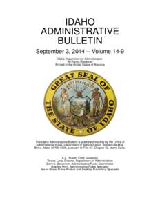 Volume[removed]September 2014 Idaho Administrative Bulletin.book