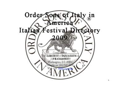    Order Sons of Italy in America Italian Festival Directory 2009