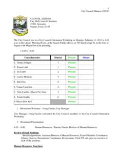 1 City Council MinutesCOUNCIL AGENDA City Hall Council Chambers 210 E. Gonzales Seguin, Texas 78155