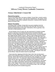 Landmark Nomination Report  Jefferson County Historic Landmarks Commission