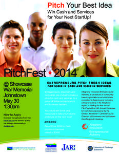 Pitch Your Best Idea Win Cash and Services for Your Next StartUp! PitchFest • 2014 @ Showcase