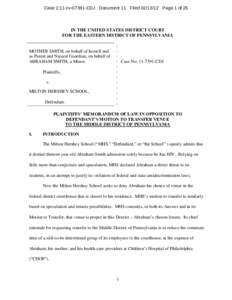 Case 2:11-cv[removed]CDJ Document 11 Filed[removed]Page 1 of 25  IN THE UNITED STATES DISTRICT COURT FOR THE EASTERN DISTRICT OF PENNSYLVANIA  MOTHER SMITH, on behalf of herself and