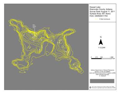 Dewart Lake Kosciusko County, Indiana Survey Date: August 11, 2011 Surface Area: 551 Acres HUC: [removed]foot contours