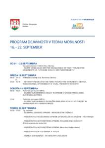 Občina Slovenska Bistrica PROGRAM DEJAVNOSTI V TEDNU MOBILNOSTISEPTEMBER